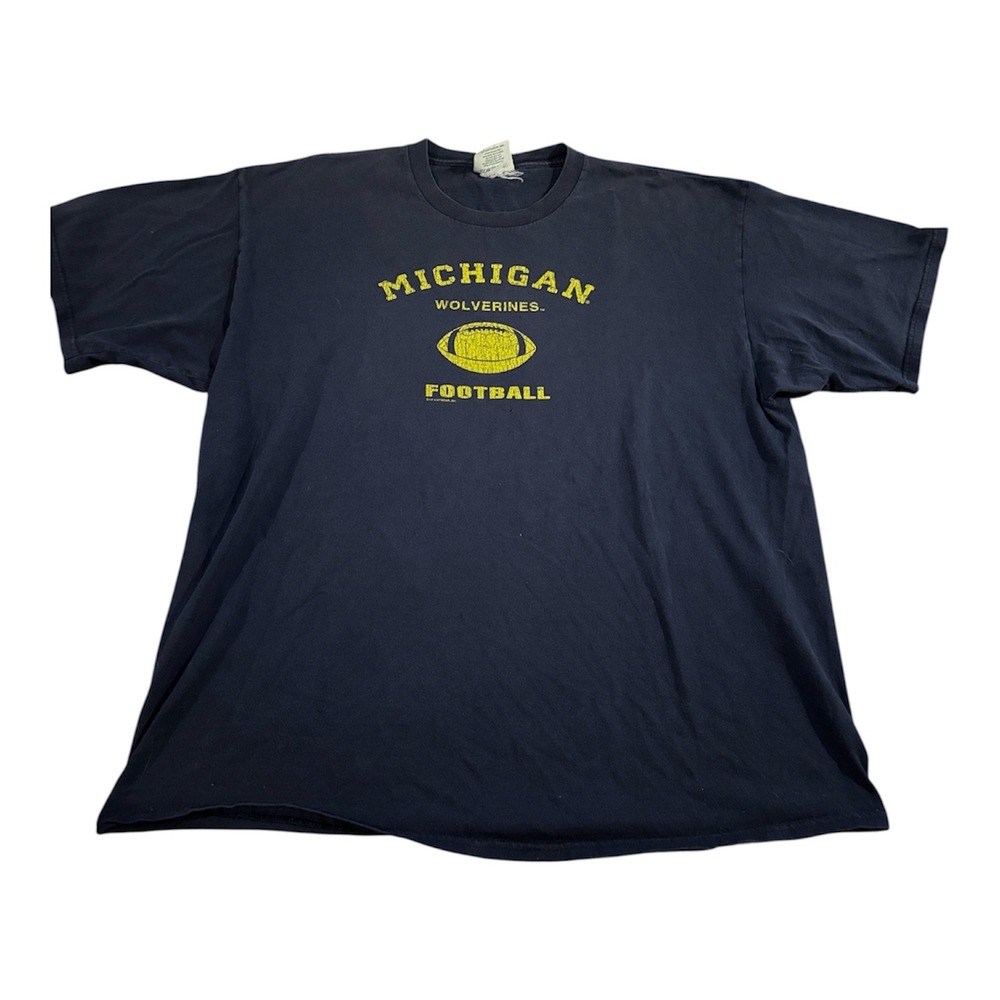 Vintage Lee Sport‎ Michigan Wolverines Football T-Shirt Mens XXL Navy Blue NCAA